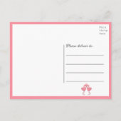 Roze Tropisch Strand Bruiloft Bedankt Briefkaart (Achterkant)