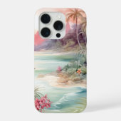 Roze Tropisch Strand iPhone Hoesje (Achterkant)