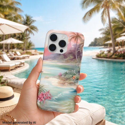 Roze Tropisch Strand iPhone Hoesje