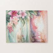 Roze Tropisch Strand Legpuzzel (Horizontaal)