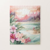 Roze Tropisch Strand Legpuzzel (Verticaal)