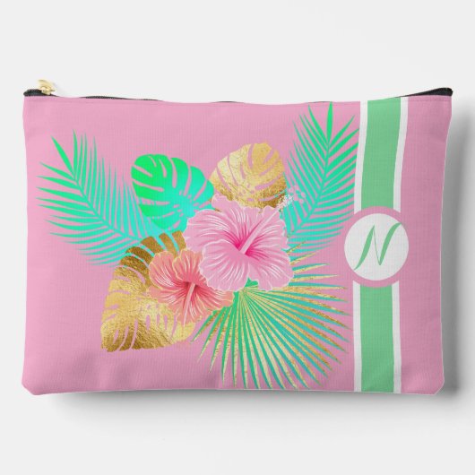 Roze Tropisch Strand Monogram Etui (Voorkant)