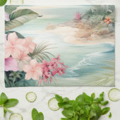 Roze Tropisch Strand Theedoek (Gevouwen)