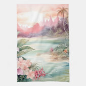 Roze Tropisch Strand Theedoek (Verticaal)