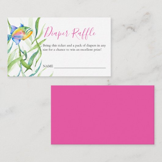 Roze tropisch thema Luieraffle Uitnodiging Informatiekaartje (Voorkant / Achterkant)