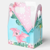 Roze tropisch vliegend Baby shower Dinosaur Bedankdoosjes (Geopend)