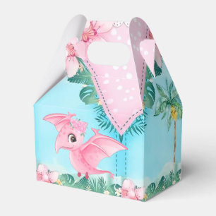 Roze tropisch vliegend Baby shower Dinosaur Bedankdoosjes