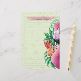 Roze tropisch watercolor briefpapier met flamingo'