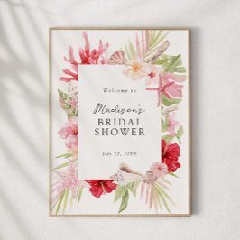 Roze Tropisch Zee Shell Vrijgezellenfeest Welkom Poster