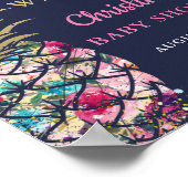 Roze tropische anananasappel blauw Baby shower Poster (Hoek)