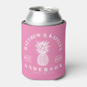 Roze Tropische Ananas Bruiloft Blikjeskoeler (Blikje Voorkant)