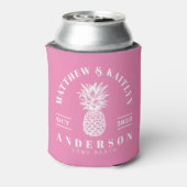 Roze Tropische Ananas Bruiloft Blikjeskoeler (Blikje Achterkant)
