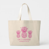Roze Tropische Ananas Persoonlijk Grote Tote Bag (Achterkant)