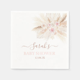 Roze tropische babyshower servetten