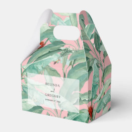 Roze tropische banaan palm bladeren bruiloft gunst bedankdoosjes