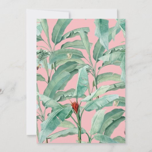Roze Tropische Banaan Palm Bladeren Bruiloft QR Co Save The Date (Achterkant)