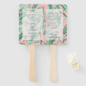 Roze Tropische Banaan Palm Leaves Trouwprogramma Handwaaier (Voorkant en achterkant)