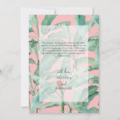 Roze tropische banaan palmbladeren bruiloft bedankkaart (Achterkant)