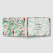 Roze tropische banaan palmbladeren bruiloft gastenboek (Volledig)