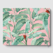 Roze tropische banaan palmbladeren bruiloft gastenboek (Achterkant)