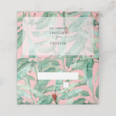 Roze tropische banaan palmbladeren bruiloft plaatskaartje (Buitenkant ongevouwen)