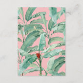 Roze Tropische Banaanpalmbladeren Bruiloft Informatiekaartje (Achterkant)