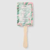 Roze Tropische Banaanpalmbladeren Huwelijksprogram Handwaaier (Voorkant)