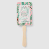 Roze Tropische Banaanpalmbladeren Trouwprogramma Handwaaier (Achterkant)