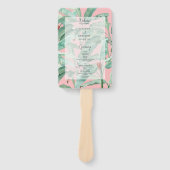 Roze Tropische Banaanpalmbladeren Trouwprogramma Handwaaier (Voorkant)