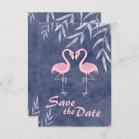 Roze Tropische Beach Weddenschap van Flamingo Spar Kaart (Voorkant / Achterkant)