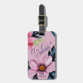 Roze Tropische Bestemming Bruidsmeisje Bagagelabel (Voorkant verticaal)