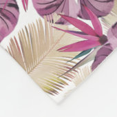Roze tropische bladeren fleece deken (Hoek)