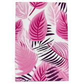 Roze tropische bladeren medium cadeauzakje (Voorkant)