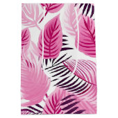 Roze tropische bladeren medium cadeauzakje (Achterkant)