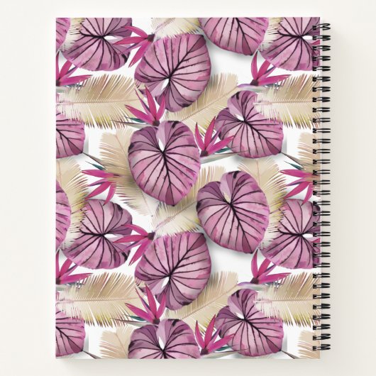 Roze tropische bladeren notitieboek (Achterkant)