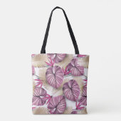 Roze tropische bladeren tote bag (Achterkant)