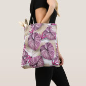 Roze tropische bladeren tote bag (Dichtbij)