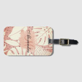 Roze tropische bladeren van Glitter Bagagelabel (Voorkant (horizontaal))