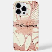 Roze tropische bladeren van Glitter Case-Mate iPhone Case (Achterkant)