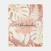 Roze tropische bladeren van Glitter Fleece Deken (Voorkant)