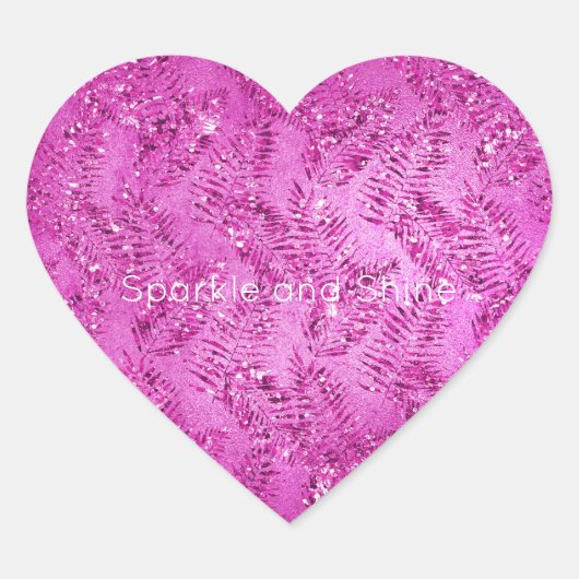 Roze tropische bladeren van Glitter Hart Sticker (Voorkant)
