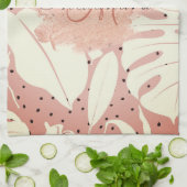 Roze tropische bladeren van Glitter Theedoek (Gevouwen)