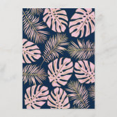 Roze tropische bladeren vrijgezellenfeest bingo ga informatiekaartje (Achterkant)