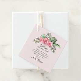 Roze Tropische Bloem Bruiloft Welkom Bedankjes Labels