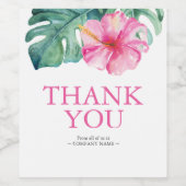 Roze Tropische Bloem Wijn Label Dank u Wijn Etiket (Enkel label)