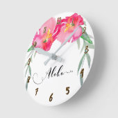 Roze tropische bloemen Aloha Chic Ronde Klok (Hoek)