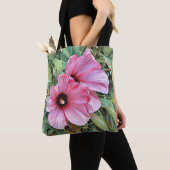 Roze tropische bloemen Art Canvas tas (Dichtbij)