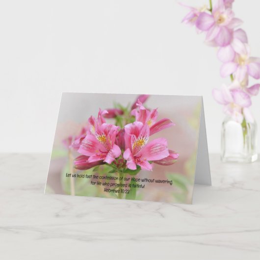 Roze Tropische Bloemen Bijbel Verse Art Note Kaart (Orchidee)