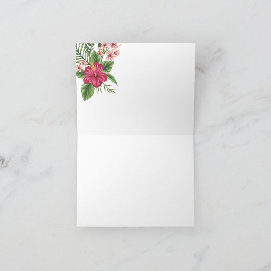 Roze tropische bloemen bruids douche bedankkaart (Binnen)