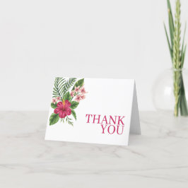 Roze Tropische Bloemen Bruidsdouche Bedankkaart